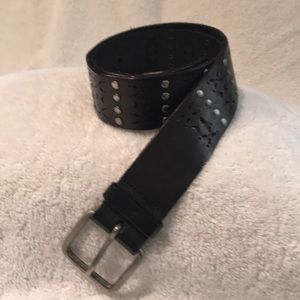 Black Silver-Studded belt with cutouts